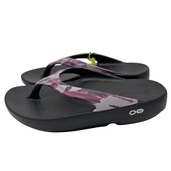 Oofos Oolala Flip Flops Thong Sandals Womens 6 Limited Edition Purple Camo Flaw - Picture 2 of 7